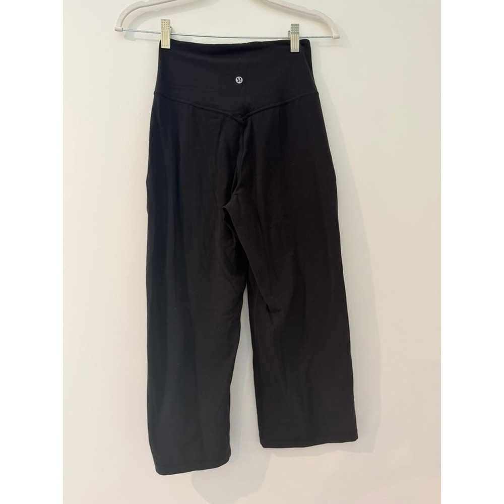 Lululemon Align High-Rise Wide-Leg Crop Pants Black Front Pockets High Waist 4 - Picture 3 of 8